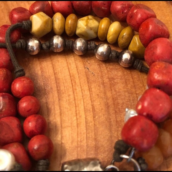 Vintage Silpada Sterling Silver Pearl Coral Jasper Magnetic Clasp Bracelet B1423 - Picture 5 of 8
